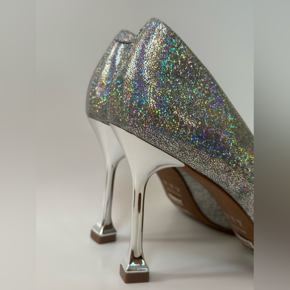 Prom Brazil Made Silver Sparkle Leather Shoes Pumps - Picture 3 of 7